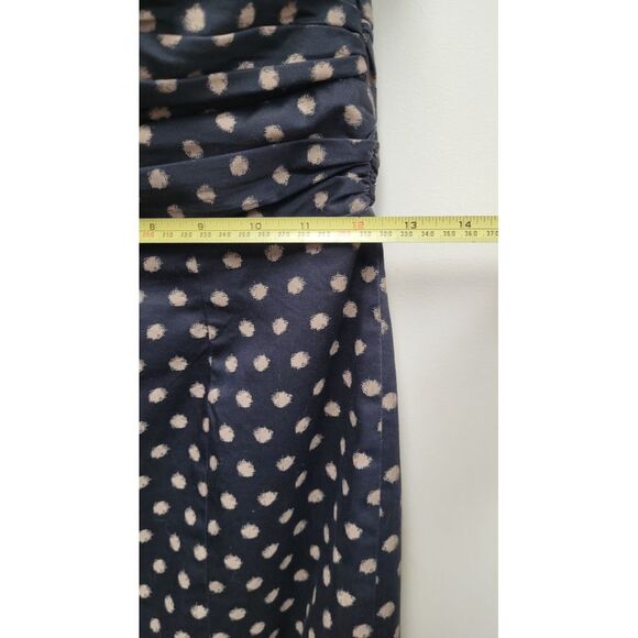 H&M Black Strapless Tube Dress Beige Polka Dots Ruched Bust Women's Size 6 - Picture 11 of 12